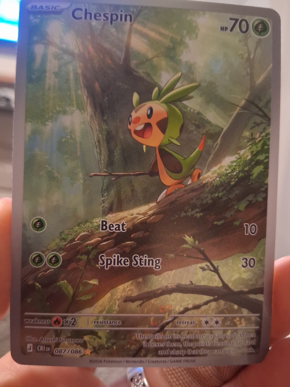 Chespin Trading Card - Green